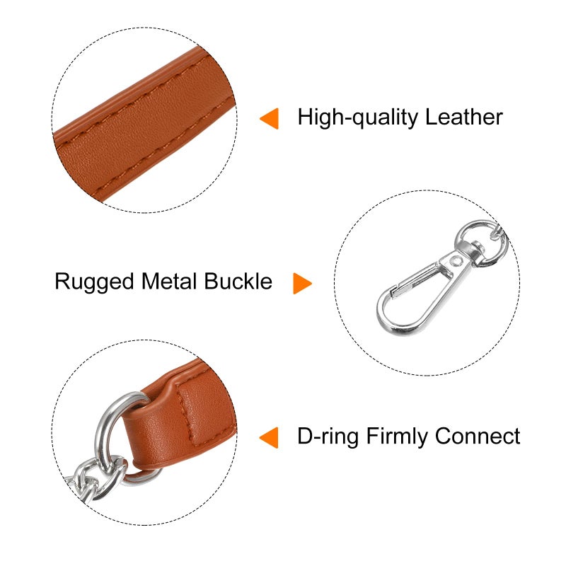 Brown Leather And Silver Chain Handbag Strap Replacement 47 Inches - Image 4