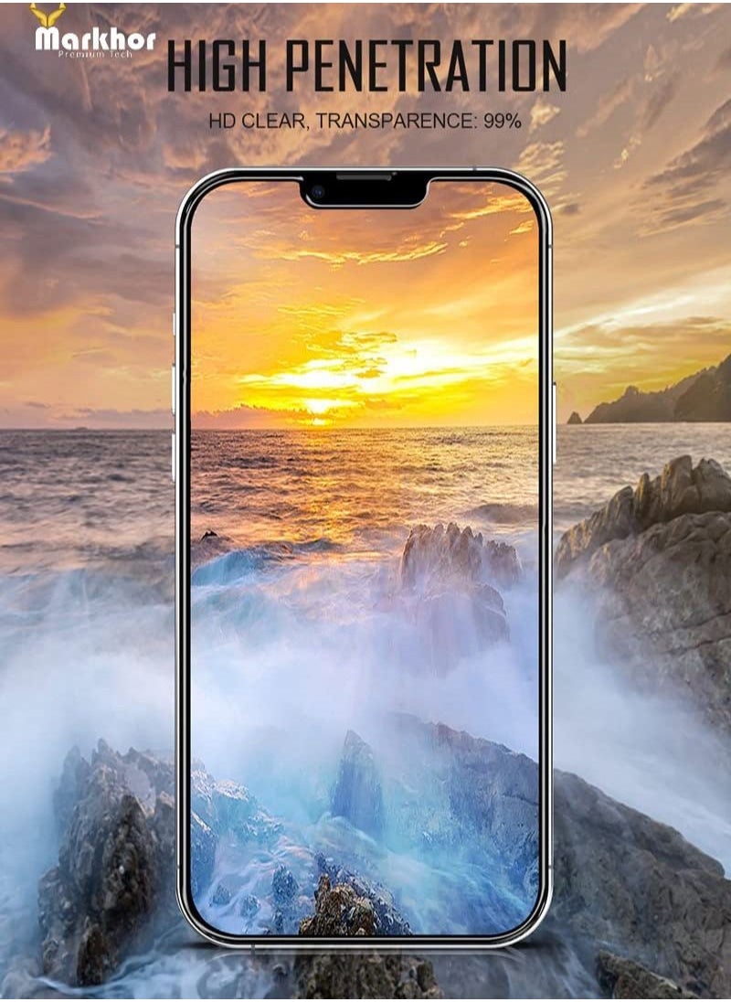 Markhor - 2 Piece Next Generation A++ Quality Privacy Anti Spy With Auto Alignment Easy Installation Frame/App Tempered Glass Screen Protector For Apple iPhone 14 Plus Clear - Image 1