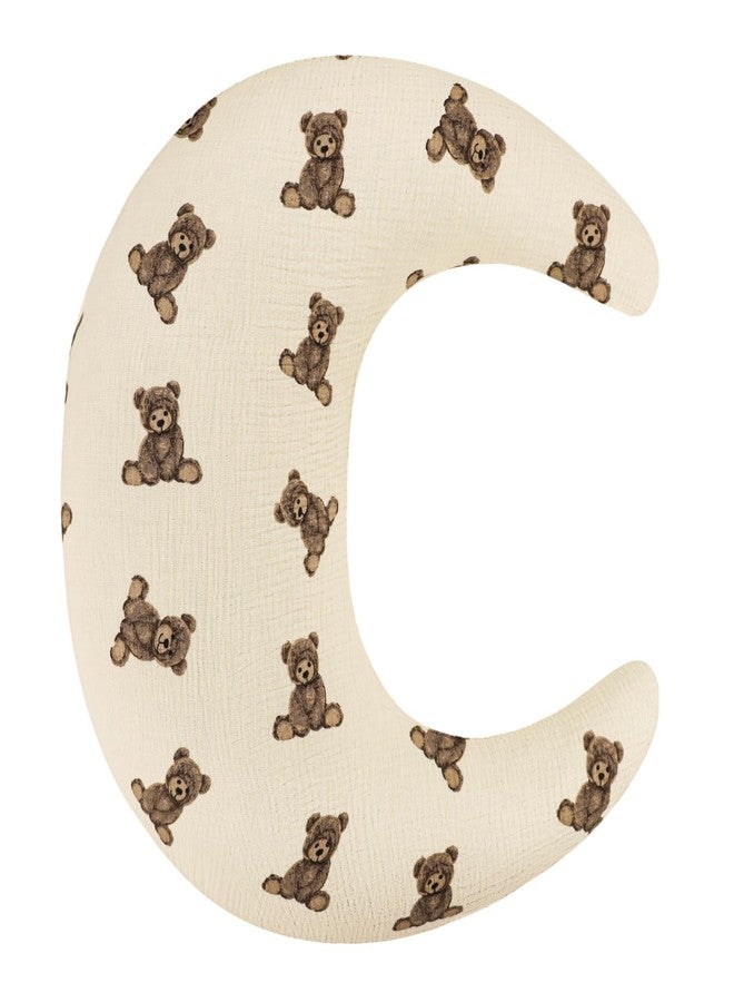 SWESEN Muslin Nursing Pillow Cover, Soft Removable Cover for Breastfeeding Pillows, Pillow Slipcover for Baby Boys and Girls, Comfortable & Breathable, Bear, Washable (Only Cover)