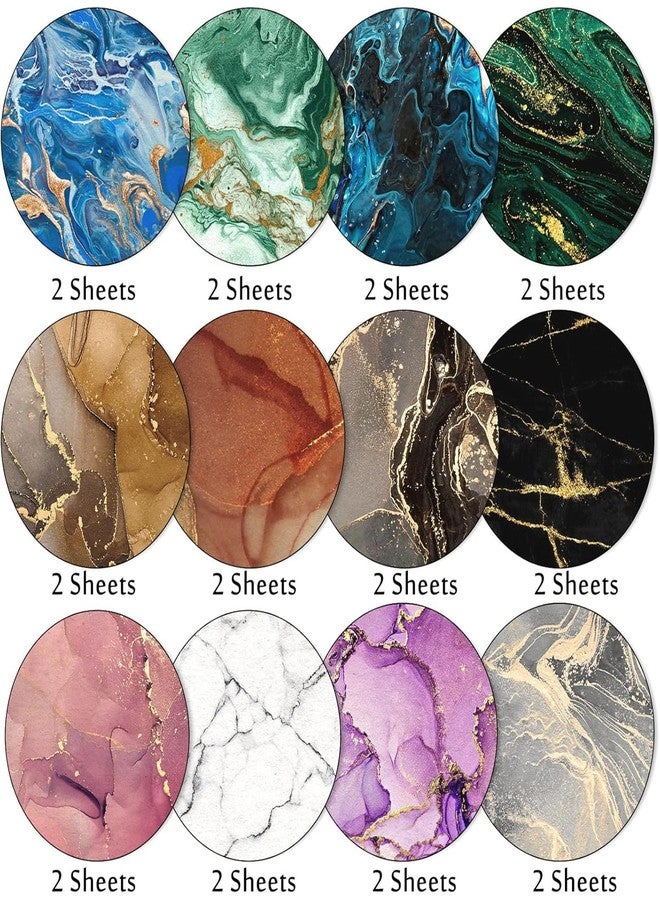 Whaline حزمة ورق نمط الرخام 24 قطعة من واهلين 30x30 سم ورق خاص ملون لعمل الألبومات ورق مزدوج الوجه مجموعة أوراق مزخرفة مطوية مسطحة لصنع خلفيات بطاقات تزيين الألبومات الفوتوغرافية - Image 3