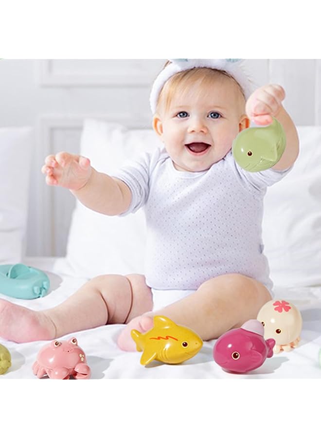 Tazweeq 9 Pcs Mold Free Baby Bath Toys For Babies 6 12 Months Cute Animal Clockwork Bathtub Swimming Pool Toy Floating Boats Bathtub Pool Shower Toys Christmas Birthday Gift For Toddlers Infants Gir - Image 2