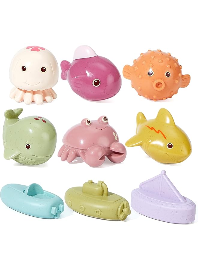 Tazweeq 9 Pcs Mold Free Baby Bath Toys For Babies 6 12 Months Cute Animal Clockwork Bathtub Swimming Pool Toy Floating Boats Bathtub Pool Shower Toys Christmas Birthday Gift For Toddlers Infants Gir - Image 1