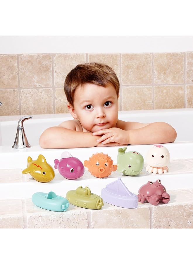 Tazweeq 9 Pcs Mold Free Baby Bath Toys For Babies 6 12 Months Cute Animal Clockwork Bathtub Swimming Pool Toy Floating Boats Bathtub Pool Shower Toys Christmas Birthday Gift For Toddlers Infants Gir - Image 4