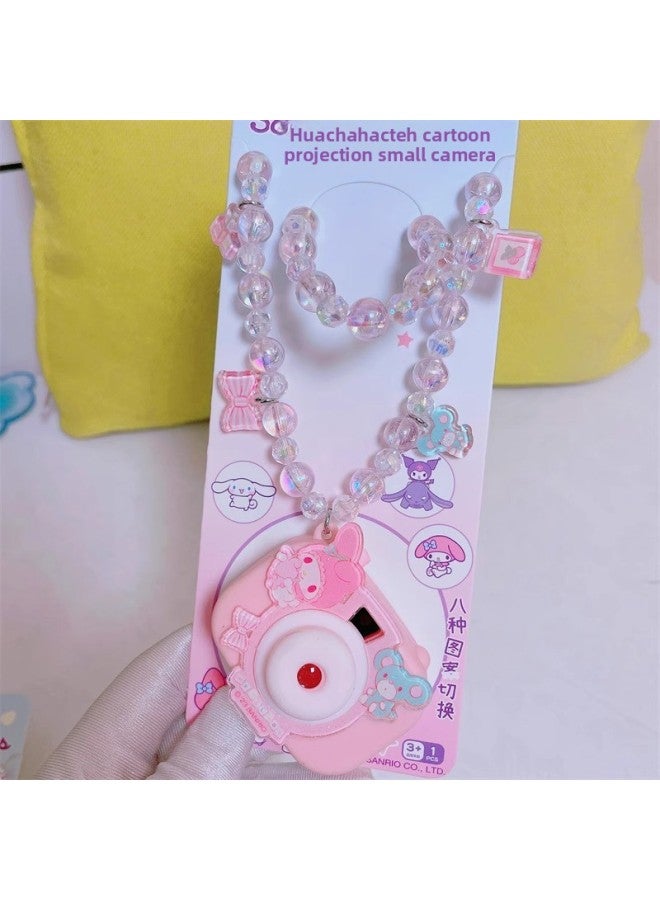 Sanrio Projection Camera Kulomi Necklace Cyber Celebrity Girls Hanging Chain Merlot Strawberry Ball Chain Toy-Color:Melody Mouse Switch Projection Necklace  - Image 1