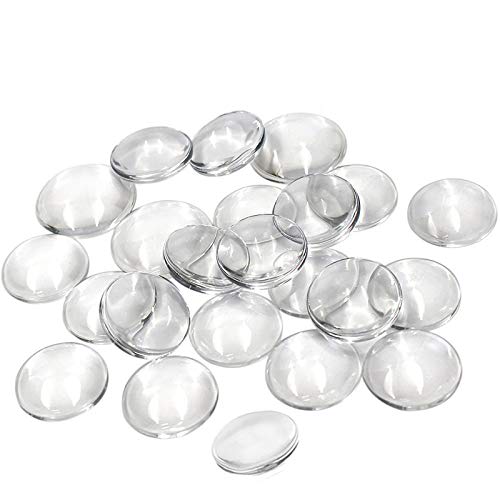 TKMOS 60 Pieces Transparent Glass Dome Imitation Gemstone Clear Round Dome Tiles Christmas Decor, Non-calibrated Round 1 inch/25mm for Photo Pendant Craft Jewelry Making - Image 1