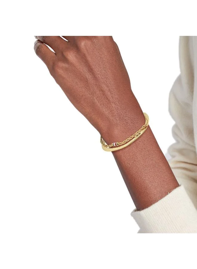 TOMMY HILFIGER Doble Chain Bracelet in Yellow Gold