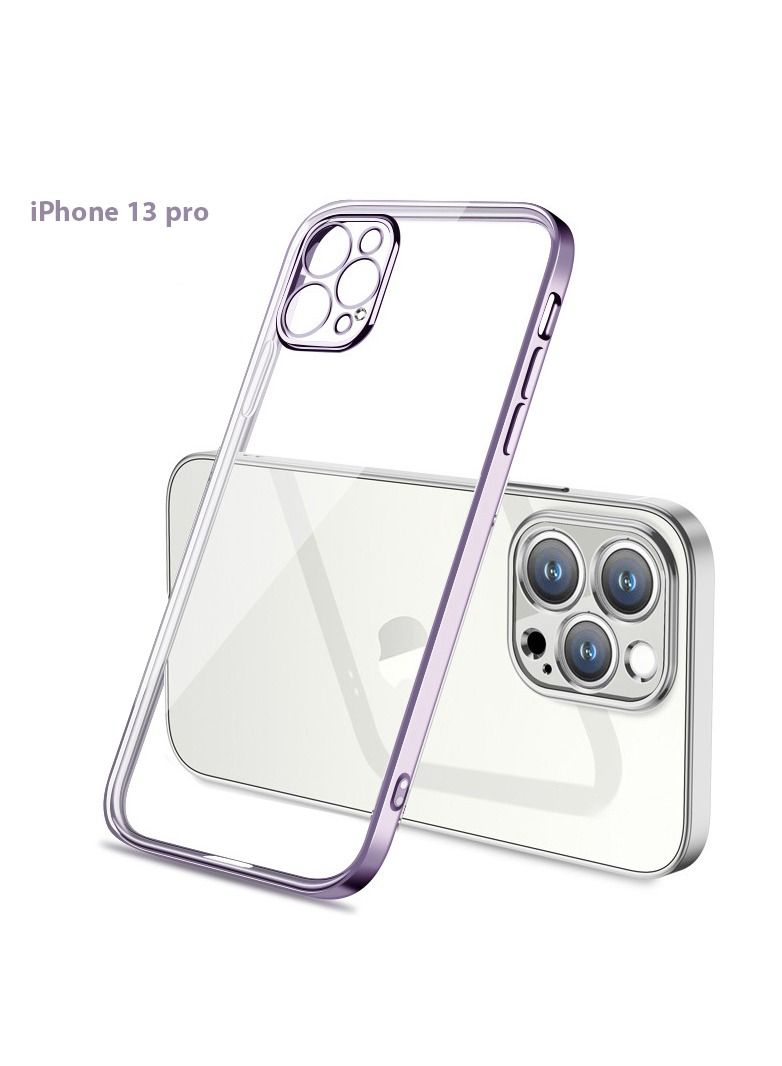 Lommyka Electroplating Shockproof Iphone13 Pro Mobile Phone Case Transparent Electroplating Wraps The Edges Purple