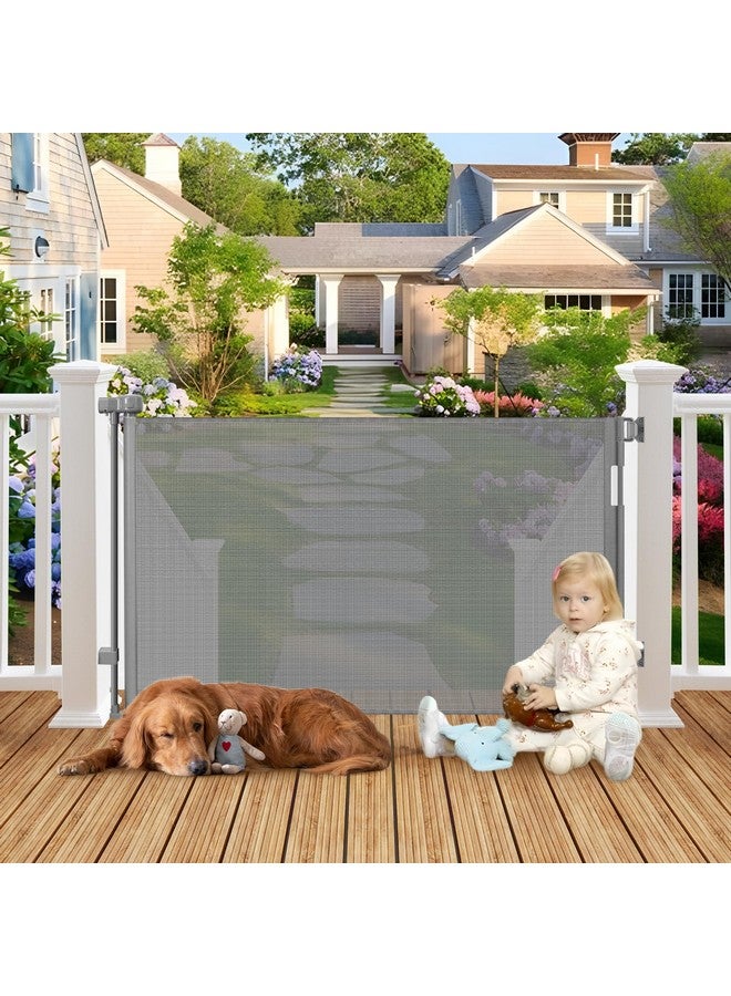 BETERTEK بوابة كلب قابلة للسحب مقاومة للعوامل الجوية 55 بوصة واسعة بوابة أطفال قابلة للسحب مقاومة للماء بوابة خارجية للكلاب بوابة أطفال قابلة للسحب لمدخل المنزل بوابات حيوانات أليفة قابلة للسحب للكلاب بوابة كلب خارجية - Image 1