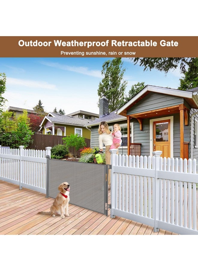 BETERTEK بوابة كلب قابلة للسحب مقاومة للعوامل الجوية 55 بوصة واسعة بوابة أطفال قابلة للسحب مقاومة للماء بوابة خارجية للكلاب بوابة أطفال قابلة للسحب لمدخل المنزل بوابات حيوانات أليفة قابلة للسحب للكلاب بوابة كلب خارجية - Image 2
