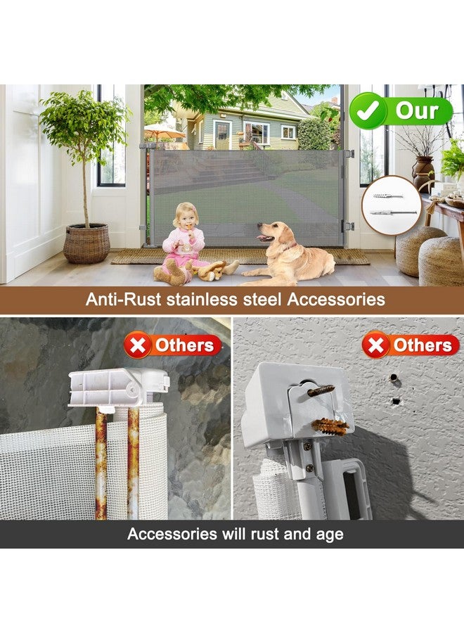 BETERTEK بوابة كلب قابلة للسحب مقاومة للعوامل الجوية 55 بوصة واسعة بوابة أطفال قابلة للسحب مقاومة للماء بوابة خارجية للكلاب بوابة أطفال قابلة للسحب لمدخل المنزل بوابات حيوانات أليفة قابلة للسحب للكلاب بوابة كلب خارجية - Image 3