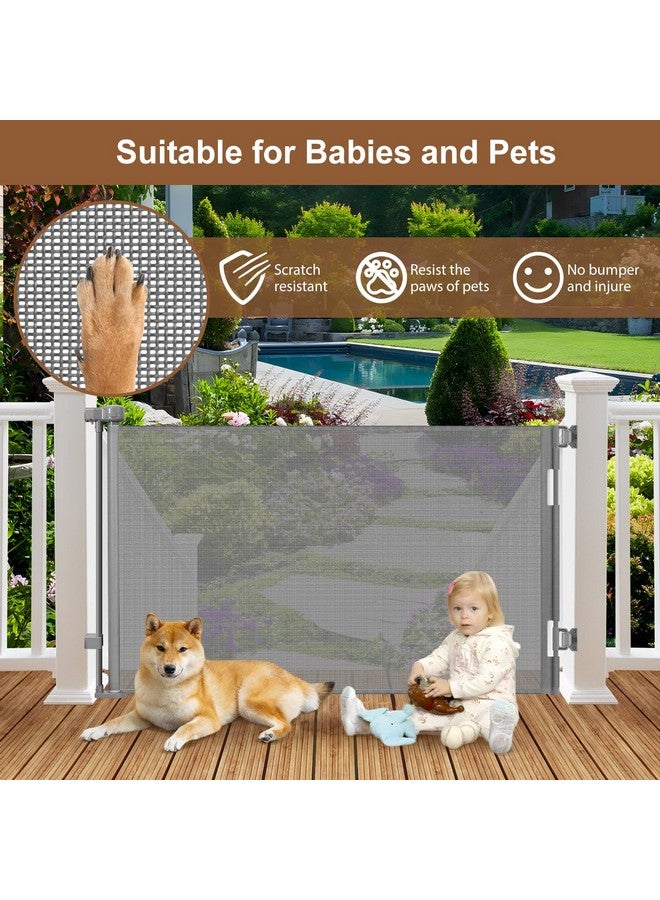 BETERTEK بوابة كلب قابلة للسحب مقاومة للعوامل الجوية 55 بوصة واسعة بوابة أطفال قابلة للسحب مقاومة للماء بوابة خارجية للكلاب بوابة أطفال قابلة للسحب لمدخل المنزل بوابات حيوانات أليفة قابلة للسحب للكلاب بوابة كلب خارجية - Image 5