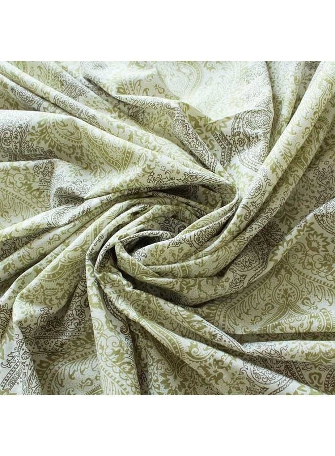 IndiaWeaves Bedsheet and 2 pillow covers henna green and grey print - Image 3