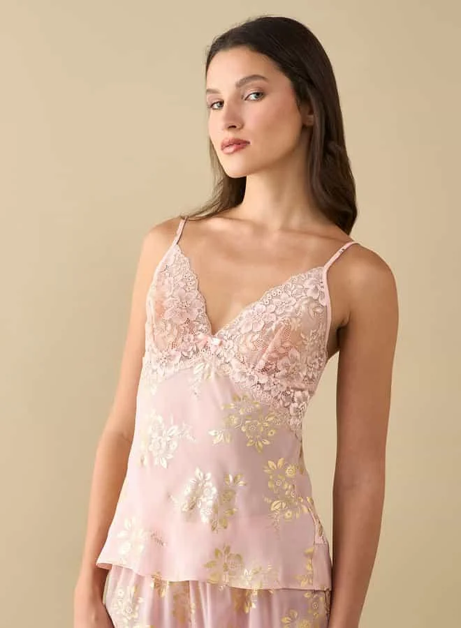 سبلاش فيڤ Floral Print Sleeveless Top and Pyjama Set