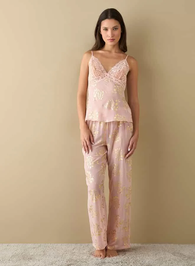 سبلاش فيڤ Floral Print Sleeveless Top and Pyjama Set