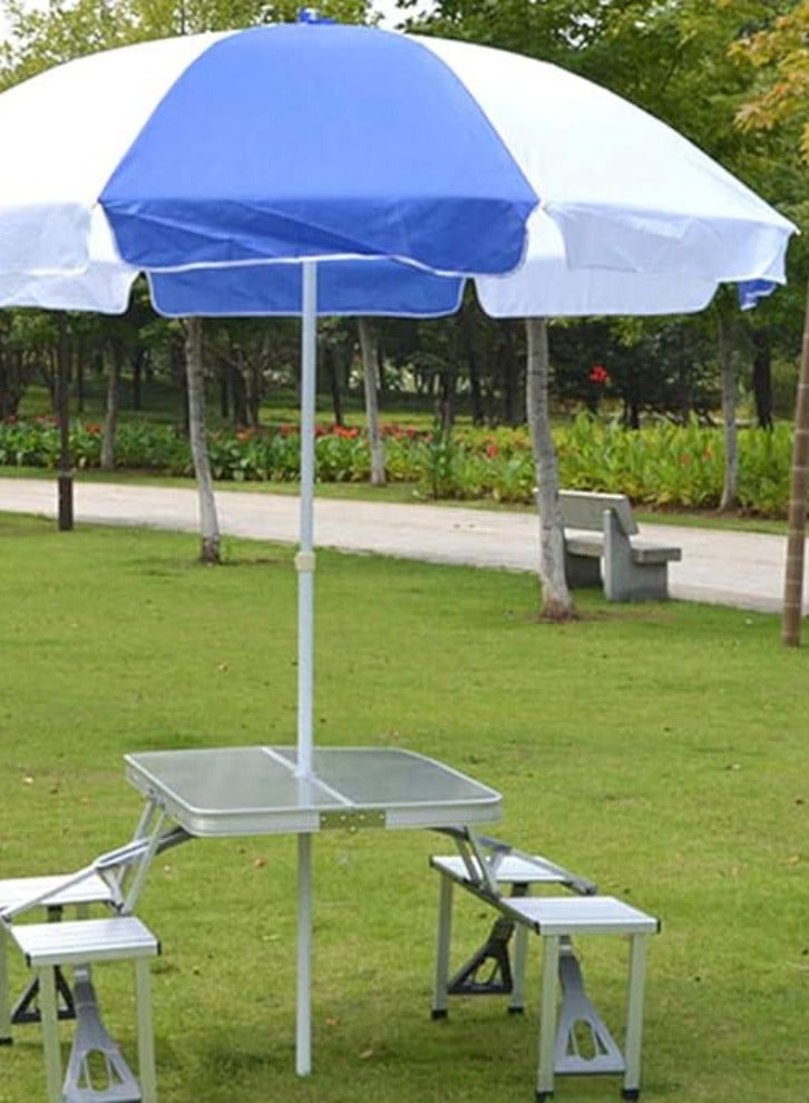 Vitacelli Portable Sunshade,Parasol,Sun Shade Umbrella,Inclined,Heat Insulation,Anti-Ultraviolet Function,Commonly Used in Garden,Beach,Patio,Fishing Essential – Blue & White L69xW69xH80 Inches  - Image 3