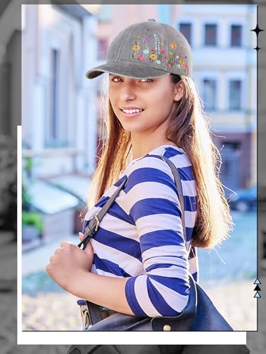 Big Gun Biggun Embroidered Baseball Cap for Girls Women Men - Adjustable Soft Breathable Poly Hats for Fall Gifts, Elegant Floral Gray - Image 3