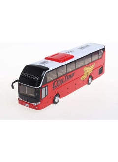 Vardem 1-32 Sound and Light Metal Pull and Drop Toy Bus Red  - Image 1