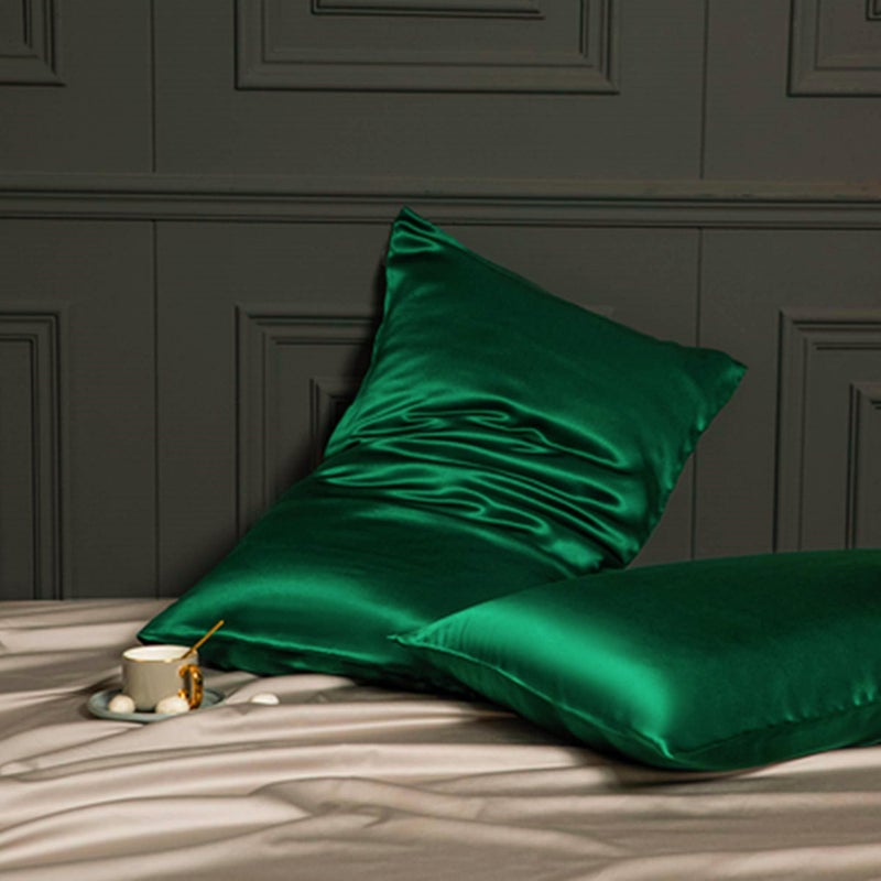 ROSEWARD Green Silk Pillowcase for Hair and Skin Made in USA  22 Momme Mulberry Silk Pillow Cases Standard Size with Zipper  6A Grade Organic Silk  Anti Wrinkle  Anti Acne  1 Pcs 20""x26"" (Standard  Emerald) - Image 5