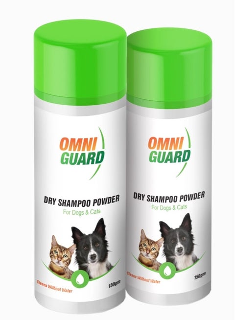 شامبو جاف للحيوانات الاليفة من اومني جارد مناسب للقطط والكلاب، 150 جرام