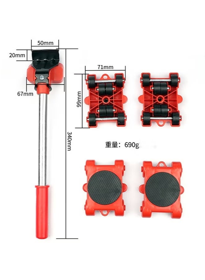 Convenient moving device Heavy lifting device with pry type heavy furniture moving roller kit, stronger load bearing, increase design, time and labor saving moving tool, 5 sets  - Image 1