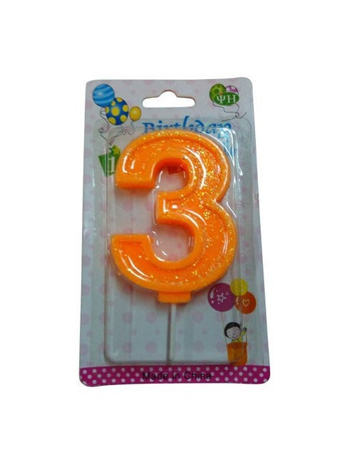 Funcart Orange Color Glitter Numerical Number Three Shape