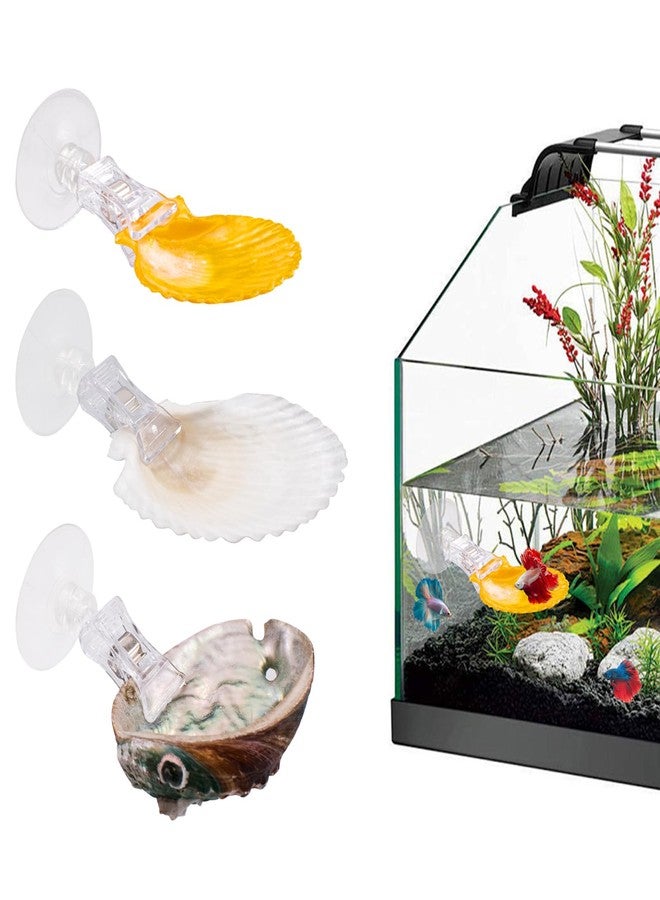SnowTing 3 PCS Natural Shell Betta Fish Resting Spot, Betta Hammock Small Shell Bed with Suction Cups, Natural Habitat Breeding Spawning Ground for Betta, Shrimp, Aquarium Accessories Decorations - Image 1