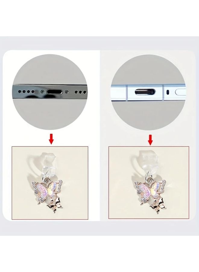 Golden Lightning Cartoon Diamond Butterfly Charging Port Dust Plug for Type C Mobile Phones - Image 5