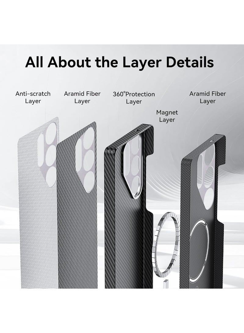 Adando Case for Samsung Galaxy S26 Ultra: Compatible with MagSafe Designed for S26 Ultra Case - 6.9 inch Slim Carbon Fiber Wireless Charging Rugged Shockproof Strong Magnetic Cover (Black) - Image 4