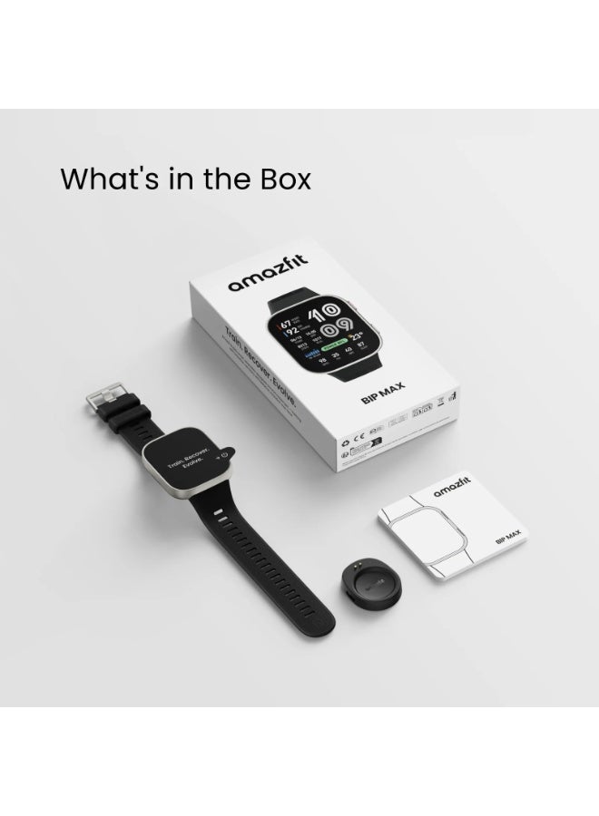 أمازفيت 550 mAh Amazfit Bip Max 50mm Smartwatch, 2.07" AMOLED Display, 20 Days of Battery, GPS, 4GB Storage, Offline Maps, Fitness Tracker, Hybrid Training, 150+ Sports, HYROX Mode, 5 ATM for Android & iPhone, Gray Carbon Gray - Image 2