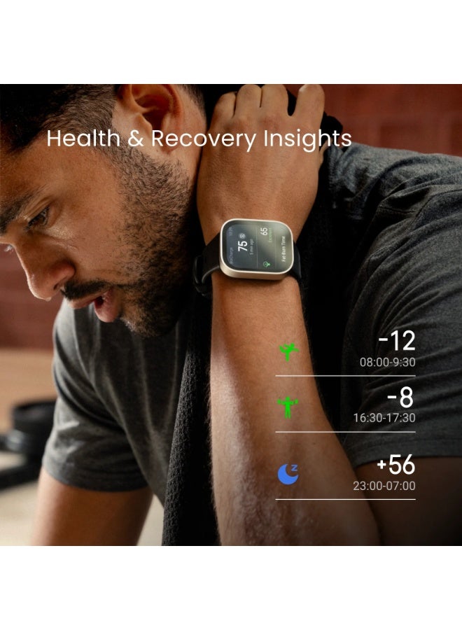 أمازفيت 550 mAh Amazfit Bip Max 50mm Smartwatch, 2.07" AMOLED Display, 20 Days of Battery, GPS, 4GB Storage, Offline Maps, Fitness Tracker, Hybrid Training, 150+ Sports, HYROX Mode, 5 ATM for Android & iPhone, Gray Carbon Gray - Image 4