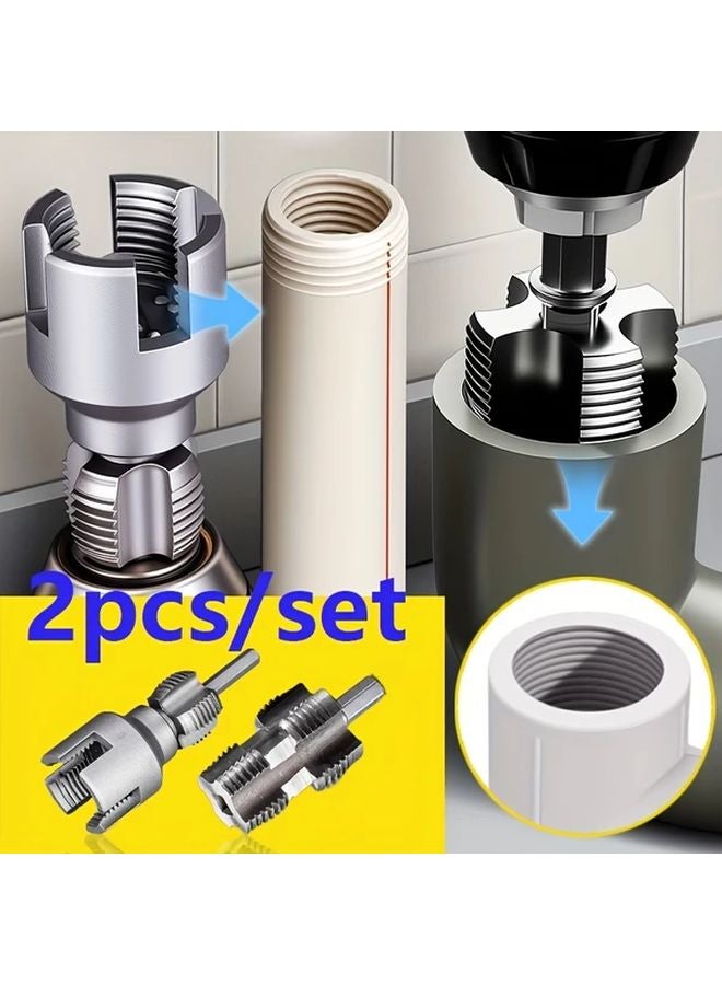 2 Piece Set NPT Pipe Thread Repair Tools Aluminum Alloy Tapered Tap Set for PPR PVC Copper Pipes Manual Thread Cutter - Image 2