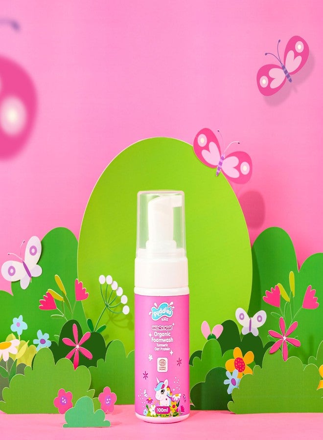 Puddles Organic Kids Nourishing Foaming Face & Body Wash (100 ml)|Unicorn Magic- Age 2-12 Years |Cosmos Organic Certified |Turmeric, Milk Protein, Neroli Oil |Tear Free, pH Balanced,No Sulfate-Paraben - Image 1