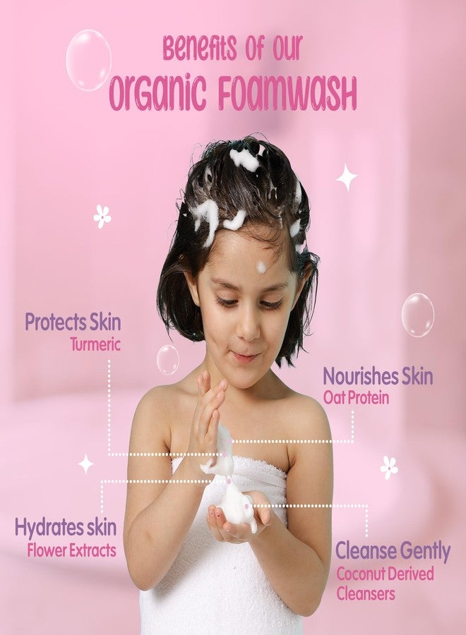 Puddles Organic Kids Nourishing Foaming Face & Body Wash (100 ml)|Unicorn Magic- Age 2-12 Years |Cosmos Organic Certified |Turmeric, Milk Protein, Neroli Oil |Tear Free, pH Balanced,No Sulfate-Paraben - Image 3