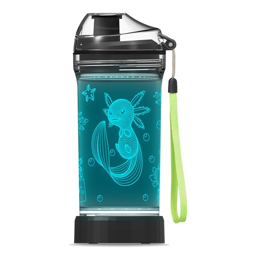 OkiyiD Axolotl Water Bottle, Axolotl Light-Up Sport Cup with 3D Glowing LED Axolotl Light – 14 OZ Tritan BPA-Free - Creative Glowing Toddle Cup Gift for Gamer, School, Camping, and Holidays (Axolotl) - Image 1
