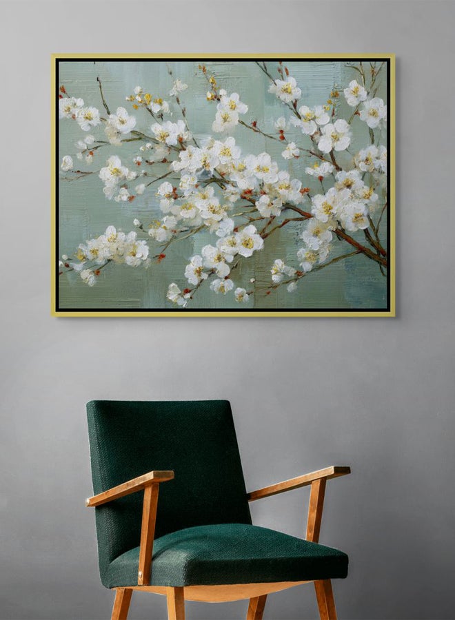 Art Decor Framed Canvas Landscape Print of White Blossom Branch Modern Floral Botanical Art Living Room Bedroom Office Home Décor - Image 2