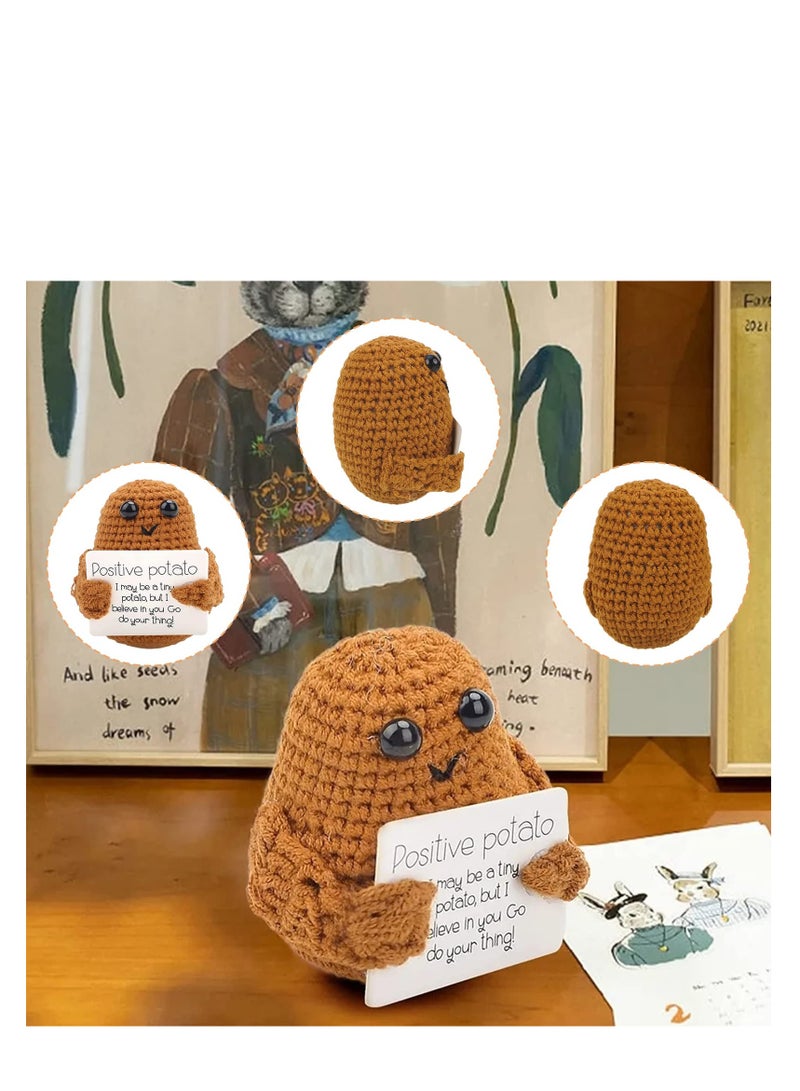 Excefore Positive Potato Pocket Hug, Funny Positive Potato Knitted Plush Doll, Soft Novelty Funny Knitted Potato Doll, for Kids Adults, Birthday, New Year, Party Gift Decoration - Image 2
