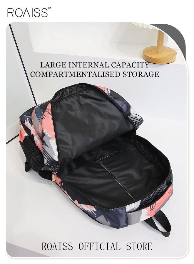 رويس حقيبة ظهر كبيرة السعة مكونة من 3 قطع، بتصميم مموه، متوافقة مع ألوان صندوق الغداء وحافظة أقلام الرصاص، حقيبة مدرسية جامعية/طالبة مدرسة متوسطة/طلاب جامعيين للمراهقين، حقيبة كاجوال خفيفة الوزن ومقاومة للماء - Image 4