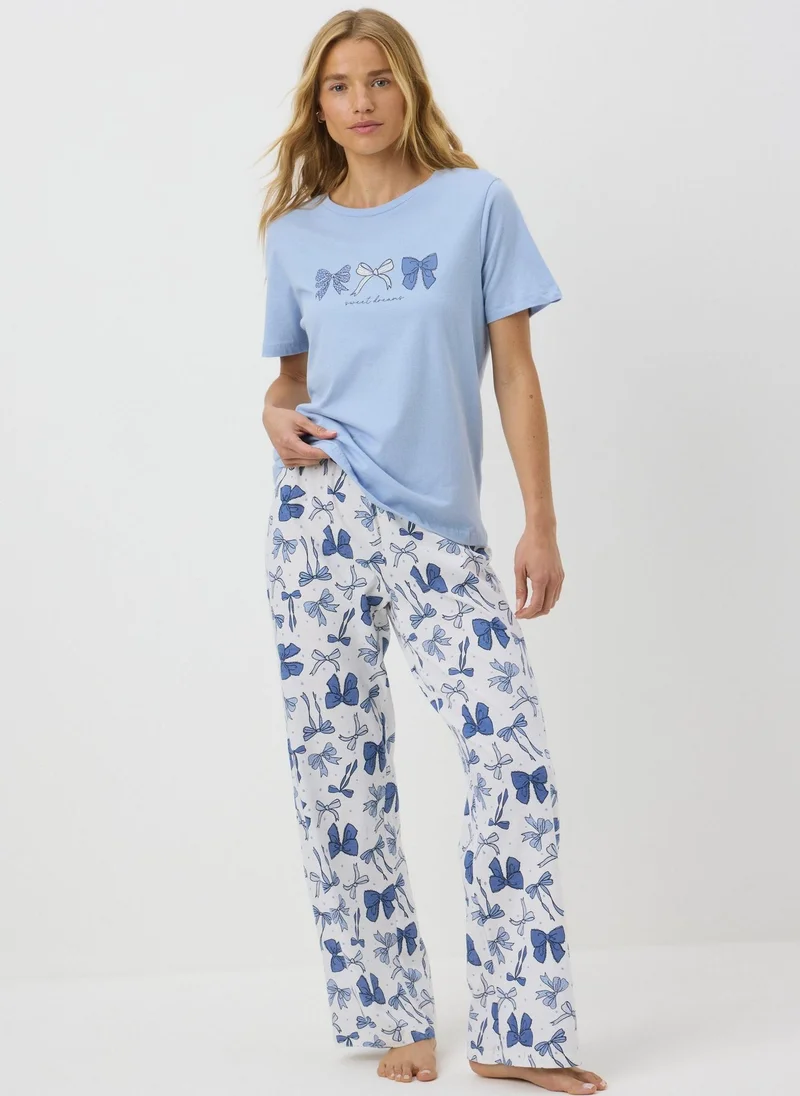 Matalan Blue Bow Pyjama Set