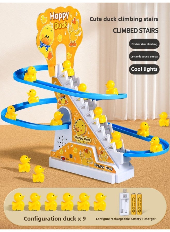 Baby Toys 0-1-Year-Old Coax Baby Artifact Flag Waking Duck Training To Raise Your Head Newborns And Babies 0-March-Color:[cute Duck Fun Stair Climbing - Rechargeable Version] - 9 Little Yellow Ducks-Specifications:See Description For Details - Image 1