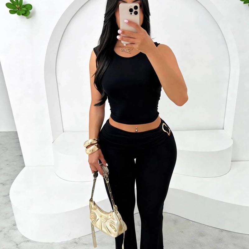 New Style Vest Top and Long Pants Set for Women, Summer Crop Top Bodycon and Fashion 2026 Model - Image 5