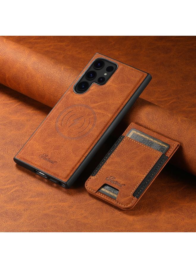 Suteni Case For Samsung Galaxy S23 Ultra 5G H17 Litchi Texture Leather MagSafe Detachable Wallet Phone Case - Image 2