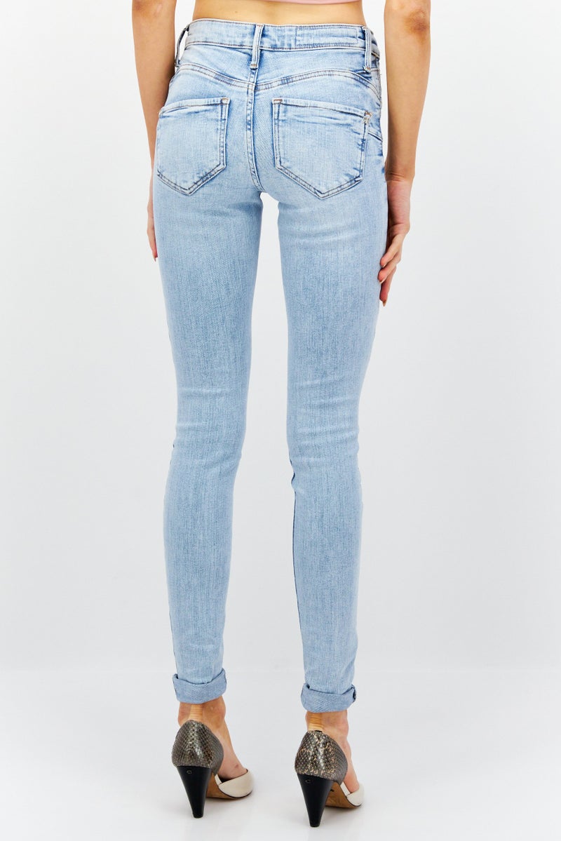 RIVER ISLAND Women  Regular Fit Ripped Extra Long Jeans,Blue - Image 2