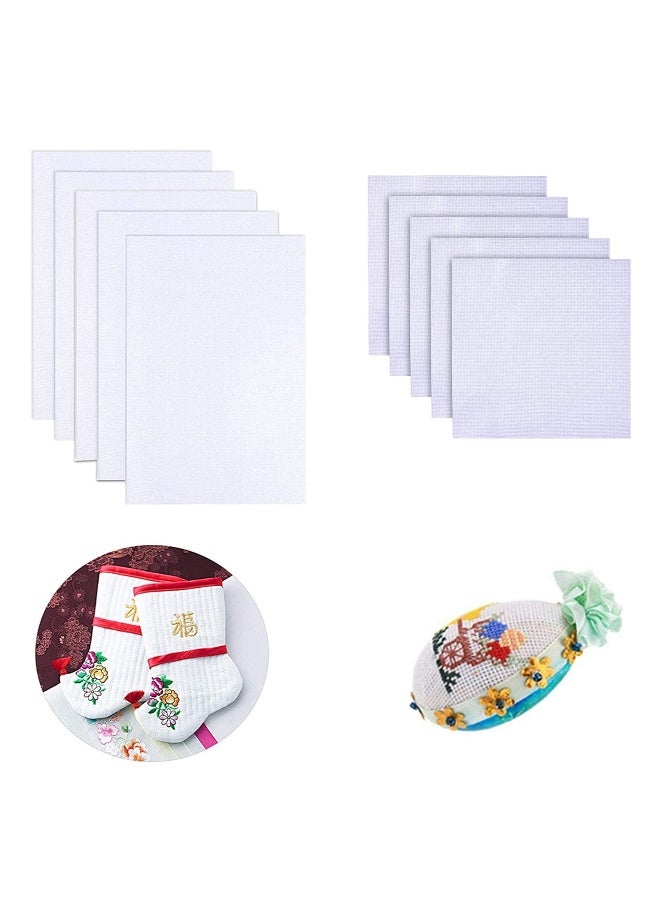 Generic 10 Pcs Embroidery Cloth, Classic Reserve Aida Cloth Cross Stitch Cloth, Reserve Aida Cloth, White Cross Stitch Cloth, Including 5 Pcs 30 × 45 cm and 5 Pcs 30 ×30 cm for Embroidery  - Image 1