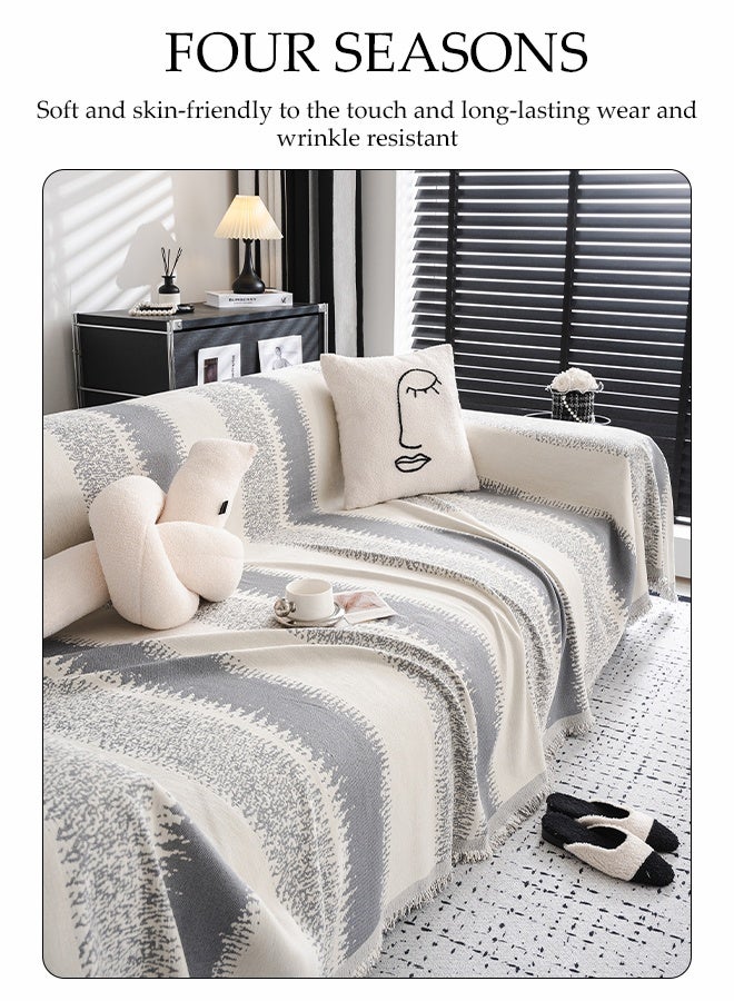 DUNISO Sofa Towel，2 Seater Sofa Cover，Double Side Couch Covers，Simple Style Wrap-Up Sofa Cover， All-Season Sofa Blanket，Soft Warm Scratch Resistant and Wear-resistant Chenille Material，Washable and Detachable，180 * 230cm，Grey  - Image 3
