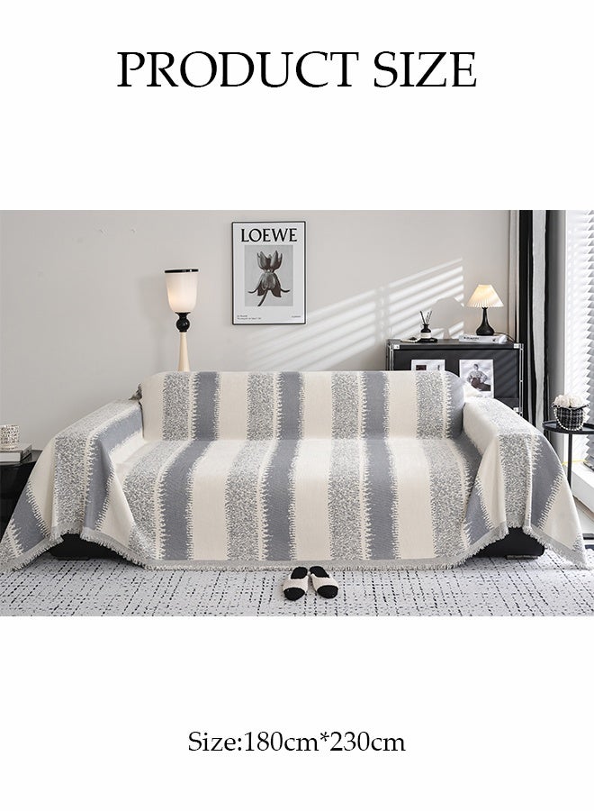 DUNISO Sofa Towel，2 Seater Sofa Cover，Double Side Couch Covers，Simple Style Wrap-Up Sofa Cover， All-Season Sofa Blanket，Soft Warm Scratch Resistant and Wear-resistant Chenille Material，Washable and Detachable，180 * 230cm，Grey  - Image 2