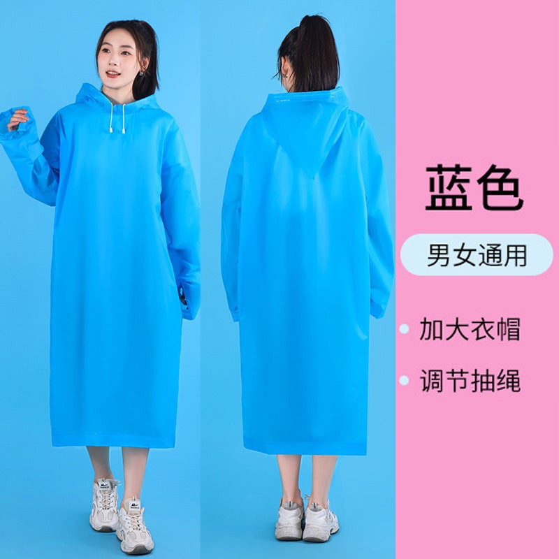 Generic Unisex EVA Long Raincoat Thick Adult Children Blue Pullover 