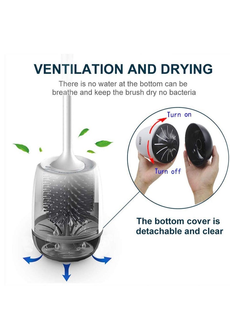 Silicone Toilet Brush and Holder, Bathroom Toilet Brush Holder Set, Silicone Toilet Cleaning Brush Kit with Soft Bristle Brush - Image 4