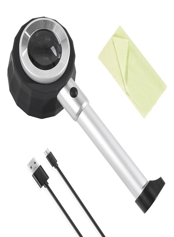 Amoper 30X Handheld Magnifier with 6 Light, Jeweler Loupes Lighted Magnifying Glass-USB Rechargeable for Seniors Reading Coins Crafts Jewelry Hobbies - Image 1
