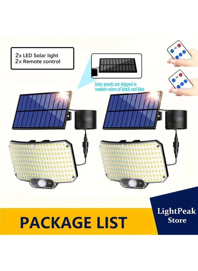 قطعتان مصباح حائط خارجي ذكي يعمل بالطاقة الشمسية 234LED مع حساس حركة و3 أوضاع وريموت كونترول - Image 1