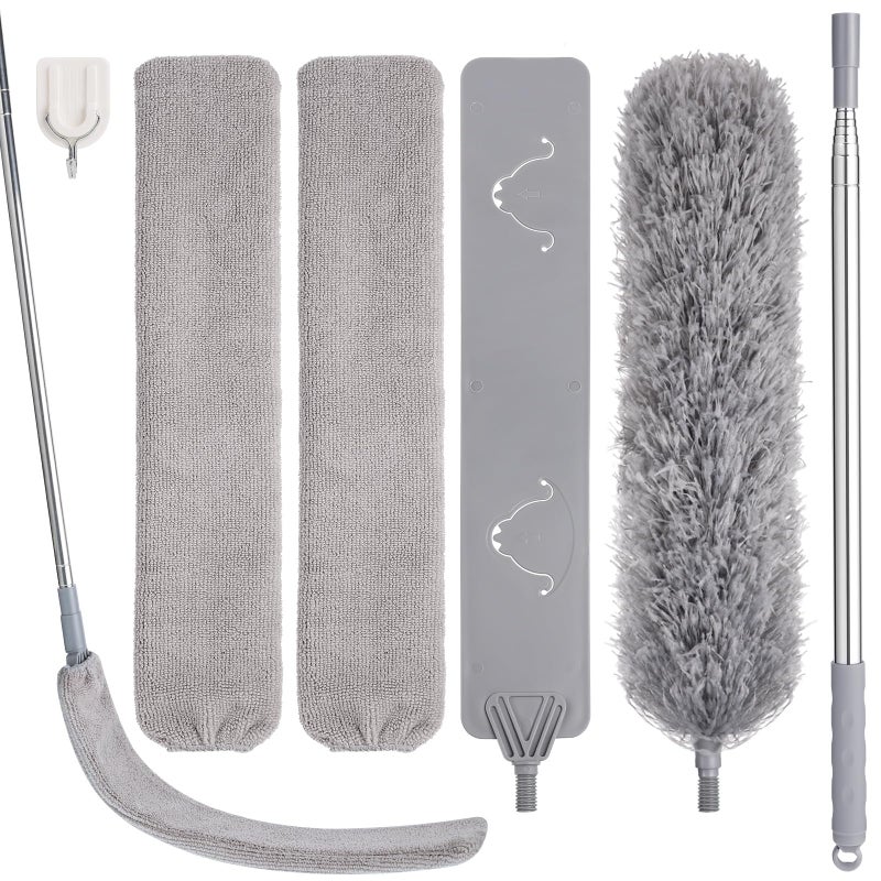wlich Feather Duster Set (4 Pieces), 30-100 inch Microfiber Retractable Gap Duster for Cleaning Ceilings, Furniture Refrigerators and Under Sofas - Image 1
